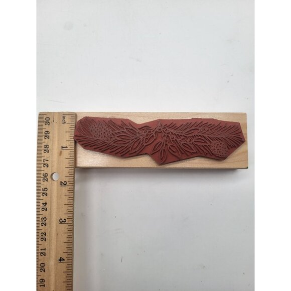 Great Impressions C210 Wood Mounted Rubber Stamp Pinecone Holly Branch Holiday - Picture 8 of 8